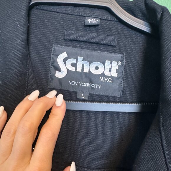 NWOT Schott NYC Black Cotton Canvas Chore Jacket Large - Picture 5 of 5